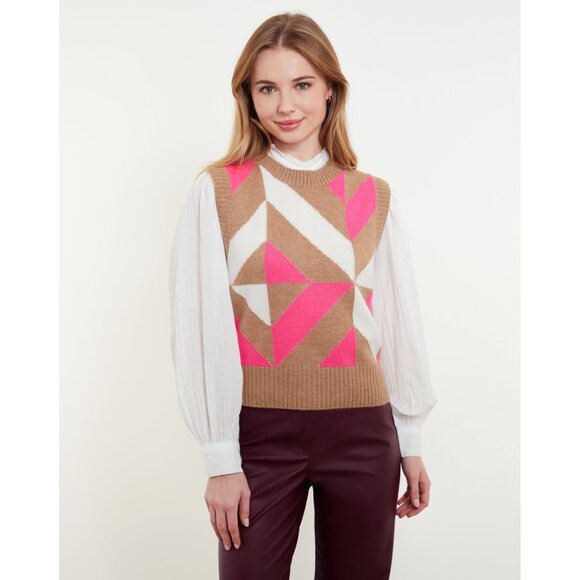 I-18. &Isla Lucia Geo Sweater Vest Small - Picture 1 of 1